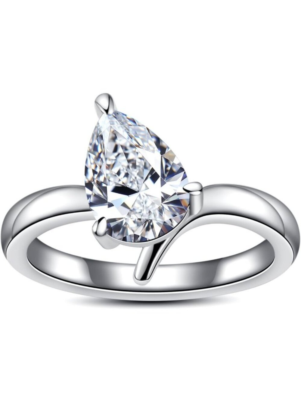 Stunning Emerald Marquise Moissanite Engagement Ring 925 Sterling Silver - D